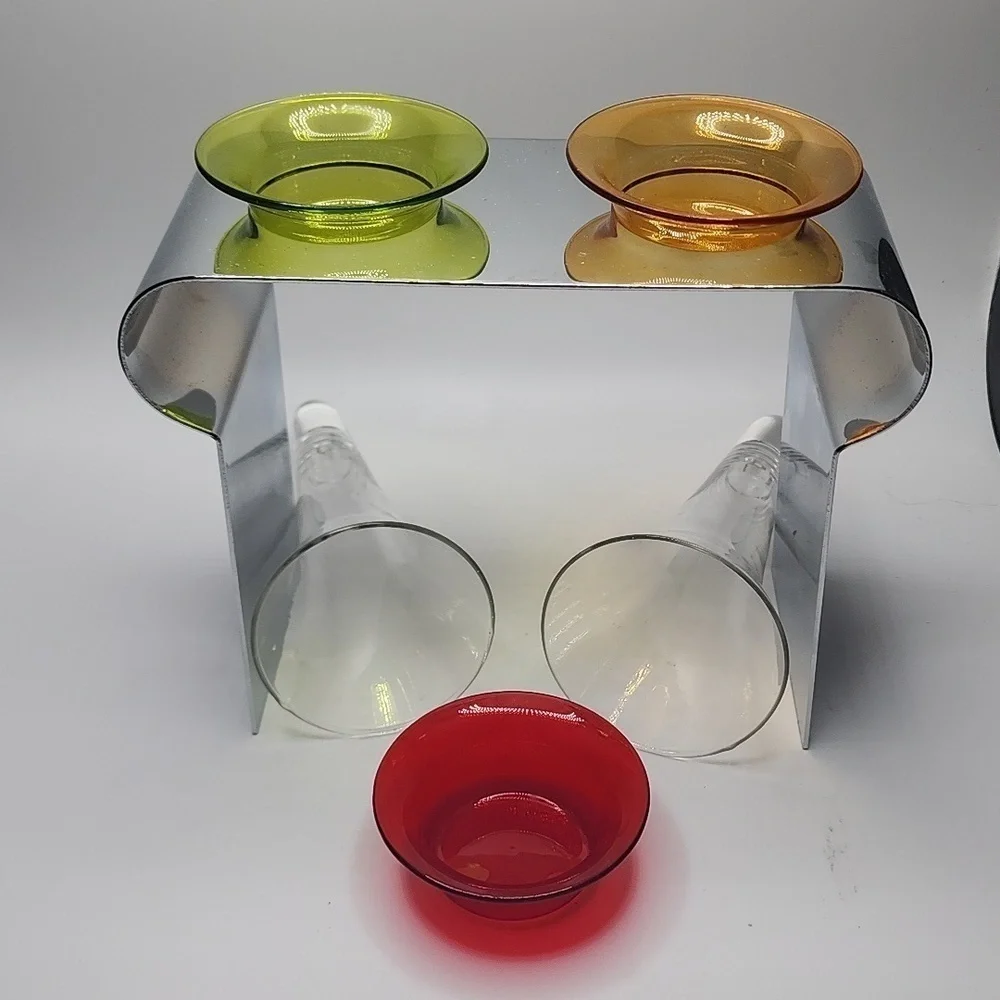 PartyLite Modern Silver Double Tealight Holder P8443 Candle stand - Picture 6 of 8